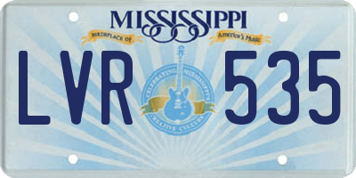 MS license plate LVR535