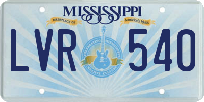 MS license plate LVR540