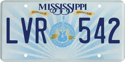 MS license plate LVR542