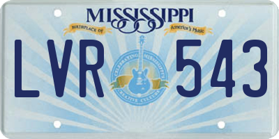 MS license plate LVR543