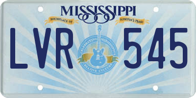 MS license plate LVR545
