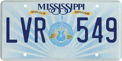 MS license plate LVR549