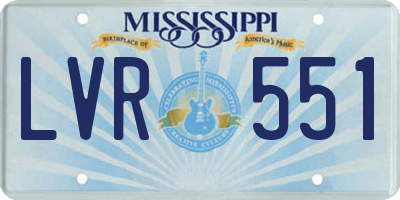 MS license plate LVR551