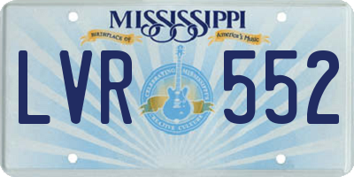 MS license plate LVR552