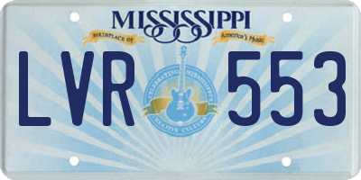 MS license plate LVR553