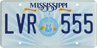MS license plate LVR555