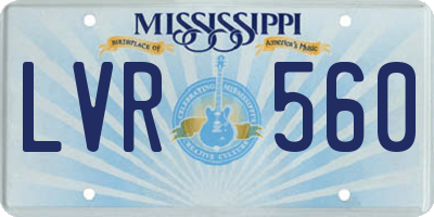 MS license plate LVR560