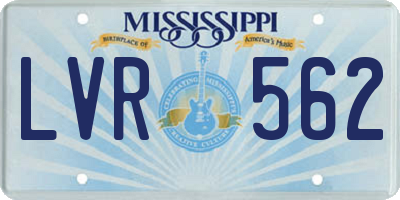 MS license plate LVR562