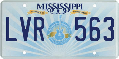 MS license plate LVR563