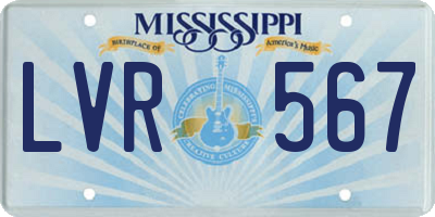 MS license plate LVR567
