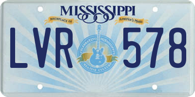 MS license plate LVR578