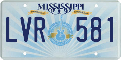 MS license plate LVR581