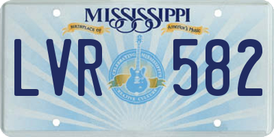MS license plate LVR582