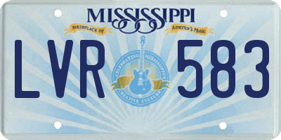 MS license plate LVR583
