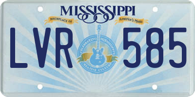 MS license plate LVR585
