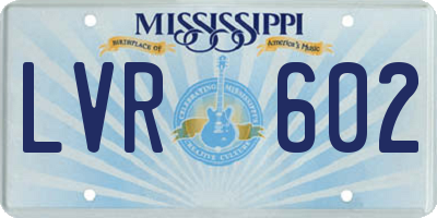 MS license plate LVR602