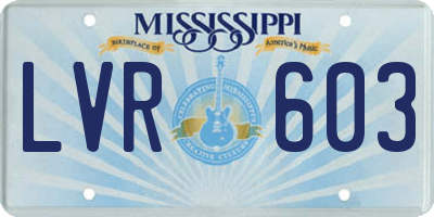 MS license plate LVR603