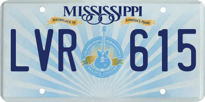 MS license plate LVR615
