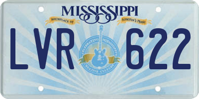 MS license plate LVR622
