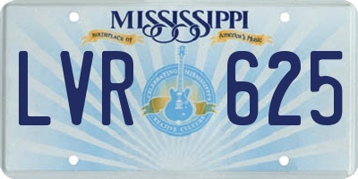 MS license plate LVR625