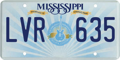 MS license plate LVR635