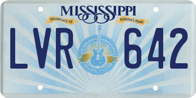 MS license plate LVR642
