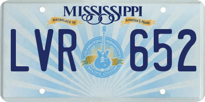 MS license plate LVR652