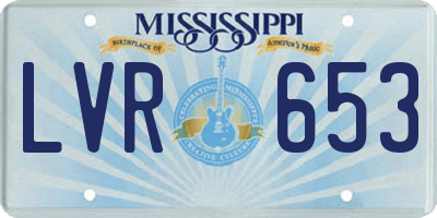 MS license plate LVR653