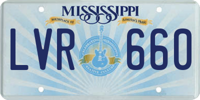 MS license plate LVR660