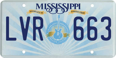 MS license plate LVR663