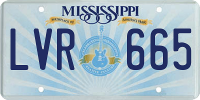 MS license plate LVR665