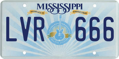 MS license plate LVR666