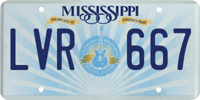 MS license plate LVR667