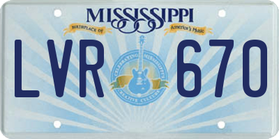 MS license plate LVR670