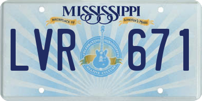 MS license plate LVR671