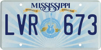 MS license plate LVR673