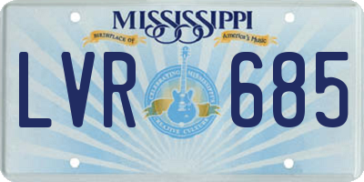 MS license plate LVR685