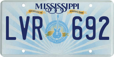 MS license plate LVR692