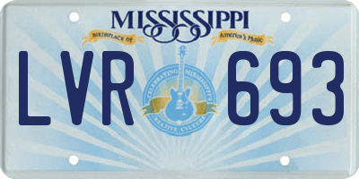 MS license plate LVR693