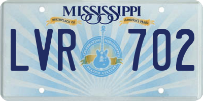 MS license plate LVR702