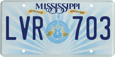 MS license plate LVR703