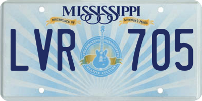 MS license plate LVR705
