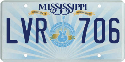 MS license plate LVR706