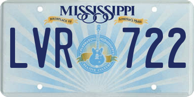 MS license plate LVR722