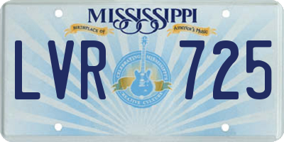 MS license plate LVR725