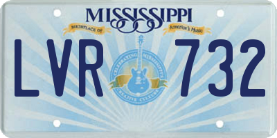 MS license plate LVR732
