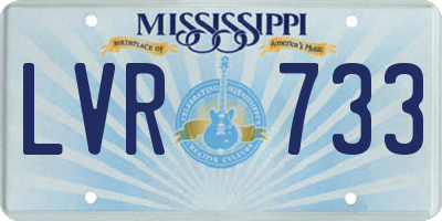 MS license plate LVR733