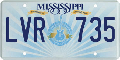 MS license plate LVR735