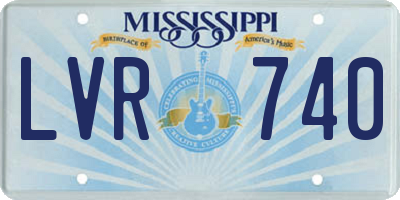 MS license plate LVR740