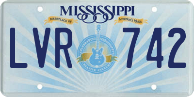 MS license plate LVR742